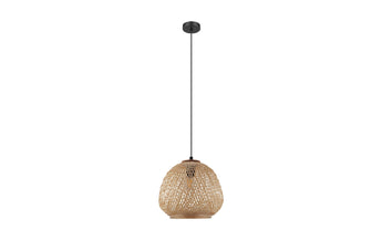 EGLO Leuchten Pendelleuchte DEMBLEBY 1x E27, Schwarz/Natur