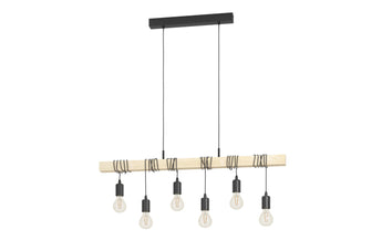 EGLO Leuchten Pendelleuchte TOWNSHEND schwarz, braun exkl. E27 6x60W