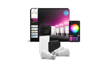 Philips Hue 3 smarte E27-Lampen + Dimmschalter + Hue Bridge Pro