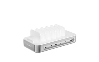4smarts Ladestation Team 100W 5C/1A inkl. 6 Kabel Silber