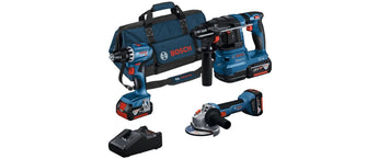 Bosch Professional Akku-Werkzeugset GSR + GWS + GBH + 3 x Akku Werkzeugtasche